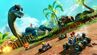 Baby Crash, Baby Coco and Zem racing in Prehistoric Playground
