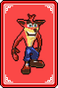 Crash's trading game card in Crash Bandicoot Purple: Ripto's Rampage.