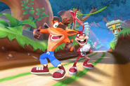 Promo image of Crash and The Noid in Turtle Woods.