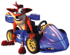 Crash sitting on his kart