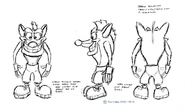 Rotation sketch of Crash for use by toy manufacturers, 1998