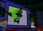 Cortex appearing on the screen in Coco's VR Hub System.