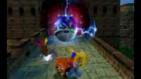 An example of a time trial in Crash Bandicoot 3: Warped (Orient Express)