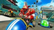 Crunch racing Pura and Dingodile on Android Alley