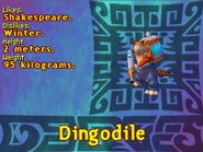 Dingodile's bestiary entry in the DS version