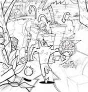 Concept art of an early version of the level