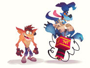 Concept art of Ripper Roo with Crash.