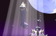 The tower of Cortex Castle being abducted by Emperor Velo XXVII.