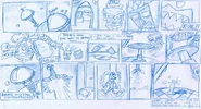 A storyboard for an early version of the intro cutscene