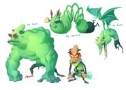 Concept art of N. Brio and his monster forms