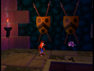 Crash and a bat in The Wrath of Cortex