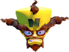 Cortex's head in the time vortex in Crash Bandicoot: Warped