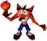 Crash spinning a Wumpa Fruit with his finger