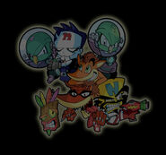 Evil Crash in the background image from the credits of Crash Twinsanity.