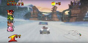 Upon breaking the activation crate, the ramp is now active and will send racers in the air with a speed boost.