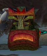 A Tiki's angry face in Crash Bandicoot 2: Cortex Strikes Back