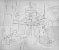 Concept art of swinging rhinos on the ship's deck