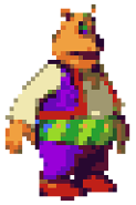 Moneybags as he appears in Crash Bandicoot Purple: Ripto's Rampage.