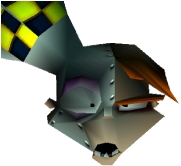 N. Gin's head in the time vortex in Crash Bandicoot 3: Warped