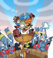 Concept art of the level. Interestingly it shows Cortex along with Crash, despite him not appearing in this level in the final game