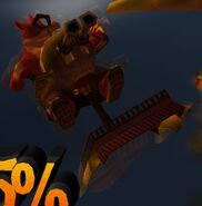 One of the turrets take aim at Crash.