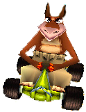 Dingodile in his kart in CTR.