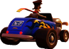 A Lab Assistant riding a Hot Rod in the Motorcycle levels of Warped