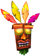 Aku Aku's appearance in Twinsanity, with the feathers as they appear in-game