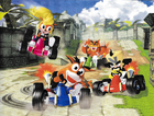Japanese artwork of Crash, Coco, Cortex and Tiny racing in Tiger Temple