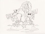 Concept art of Fake Crash and Crunch stranded on an island