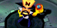 Cortex holds the earth in his hand