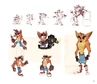 Concept art of Crash's various redesigns