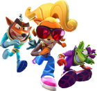 Promo render featuring Crash and Coco skins.