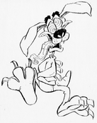 Concept art of Ripper Roo from The Crash Bandicoot Files.