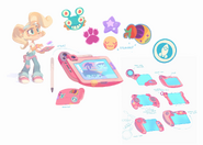 Concept art of the stickers on Coco's tablet, including one of a shnurgle.