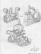 Concept art of Cortex on an early version of the Team Cortex Kart