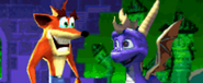 Spyro and Crash in Crash Bandicoot Purple.