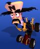 Promotional artwork of Cortex in his Kart (or falling out).