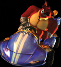 Crunch in the Team Bandicoot kart