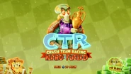 Nitros Oxide on the title screen of Crash Team Racing Nitro-Fueled, during the Gasmoxia Grand Prix.