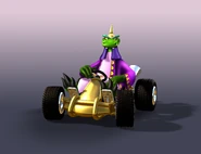 Promotional artwork of Komodo Joe in his kart in CTR