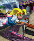 Promotional artwork of Coco riding on her scooter in the level Tsunami in The Wrath of Cortex