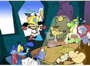 Concept art of Dingodile playing cards with some of Cortex's other henchmen from Twinsanity.