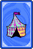 A trading card of Moneybags' tent from Orange.