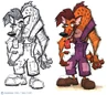 Concept art of a scrapped hyena character by Charles Zembillas