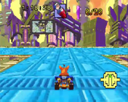 Magnetic Mayhem in the Game Boy Advance version of Crash Nitro Kart.