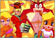 Pinstripe and others in a cutscene from Crash Boom Bang!.