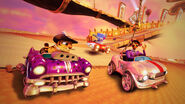 Pinstripe Potoroo, Pura and Doctor Neo Cortex racing on Hot Air Skyway