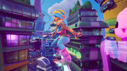 Promo image of Tawna grinding on a rail throughout the city.