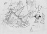 Concept art of the scene in Cavern Catastrophe where Cortex finds the first crystal